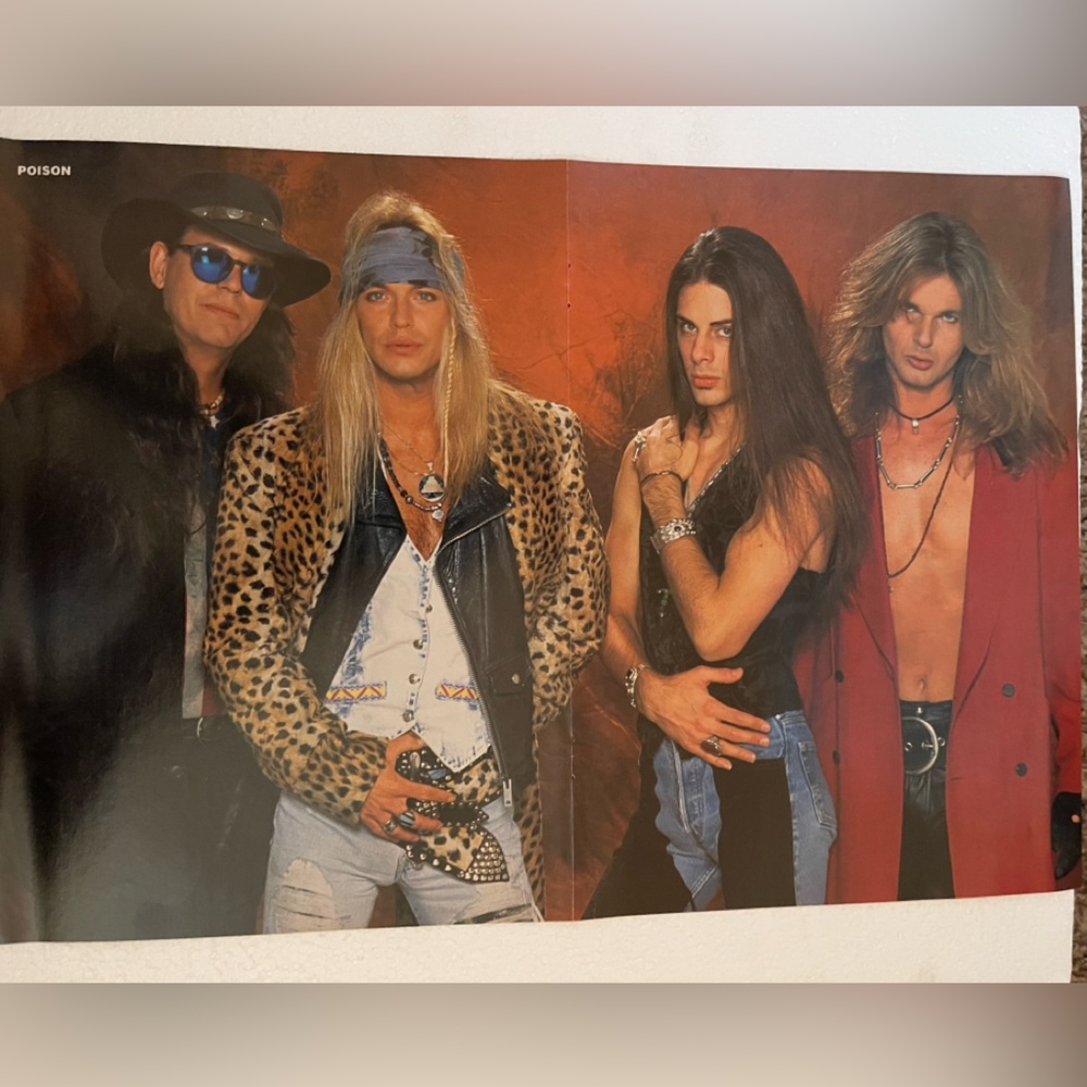 Poison Band centerfold band pinup - Rock Band Wall Art - Brown and Black